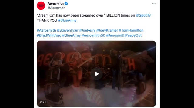 Aerosmith Classic 'dream On' Passes 1 Billion Spotify Streams