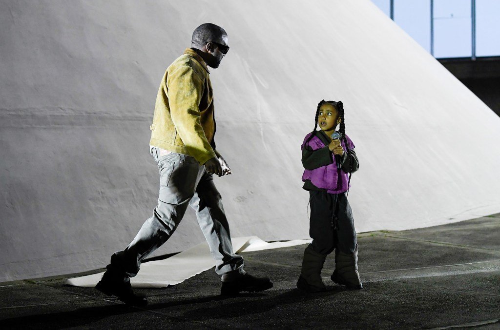Kanye West Performs With Daughter North West At 'vultures' Listening