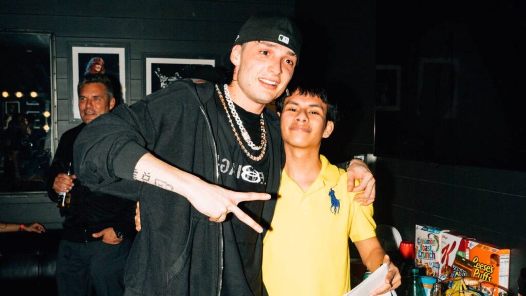 Peso Pluma Connects With Fan Who Was First In Line