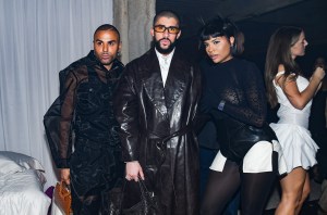 Raúl López, Bad Bunny (C) and guest at the Après Met 2 Met Gala after party hosted by Carlos Nazario, Emily Ratajkowski, Francesco Risso, Paloma Elsesser, Raúl López and Renell Medra on May 6, 2024 in New York, NY.