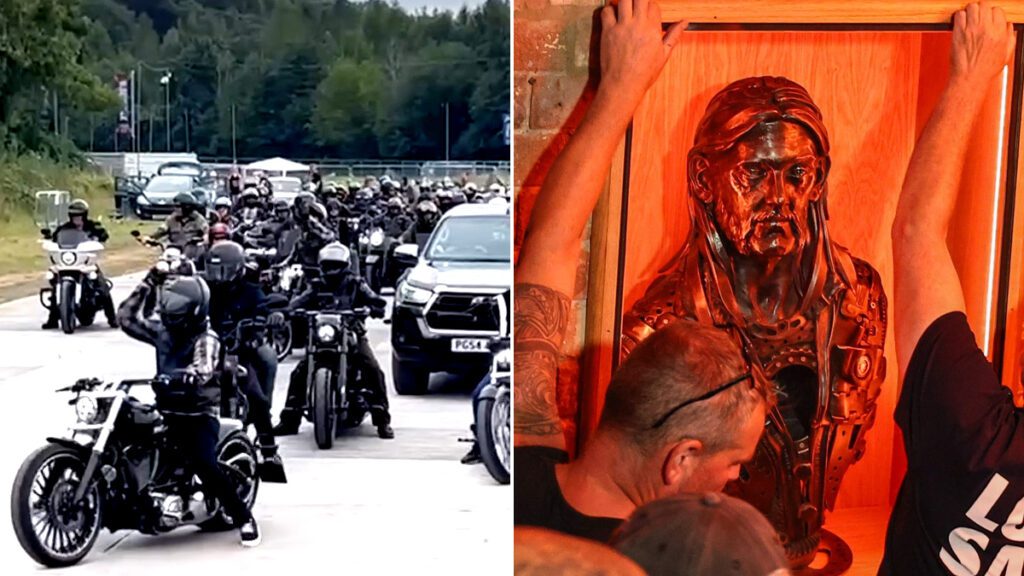 A Caravan Of 55 Harley Davidson Riders Escorts A Bust Of