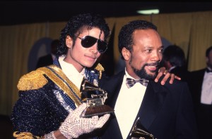 Michael Jackson and Quincy Jones at the 1994 Grammy Awards.