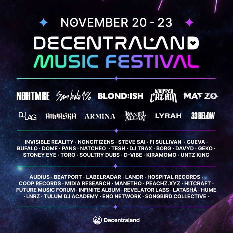 Virtual Music Festival, Decentraland, Returns With Nghtmre, Mat Zo And